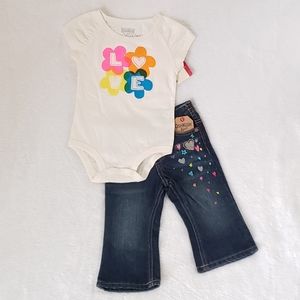 NWT "Love" Onesie & Heart Jeans Set